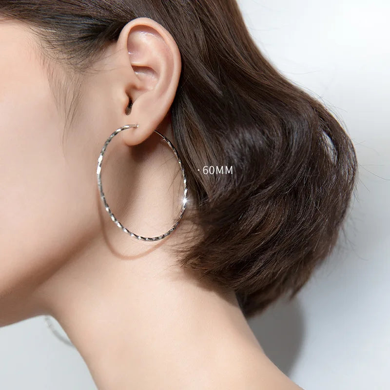 MIQIAO 925 Sterling Silver Round Earrings Fashion Jewelry Female Big Ring For Women Femininity Round Summer Accessories Simple