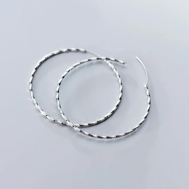MIQIAO 925 Sterling Silver Round Earrings Fashion Jewelry Female Big Ring For Women Femininity Round Summer Accessories Simple