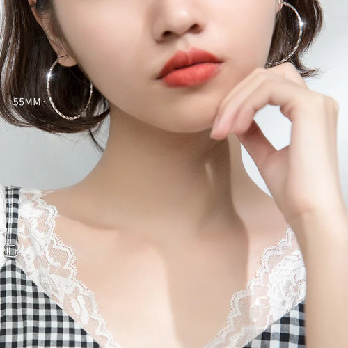 MIQIAO 925 Sterling Silver Round Earrings Fashion Jewelry Female Big Ring For Women Femininity Round Summer Accessories Simple
