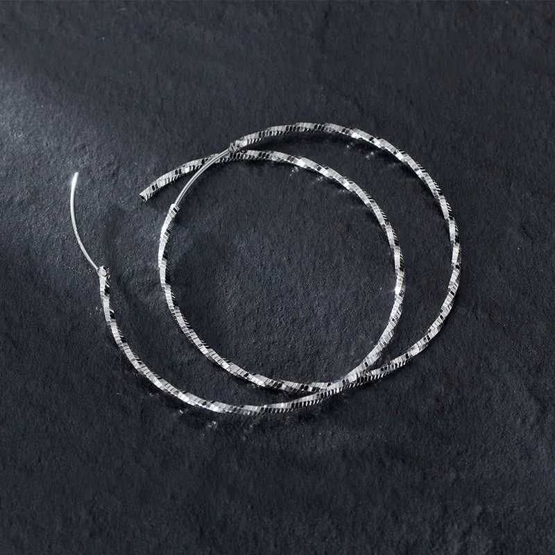 MIQIAO 925 Sterling Silver Round Earrings Fashion Jewelry Female Big Ring For Women Femininity Round Summer Accessories Simple