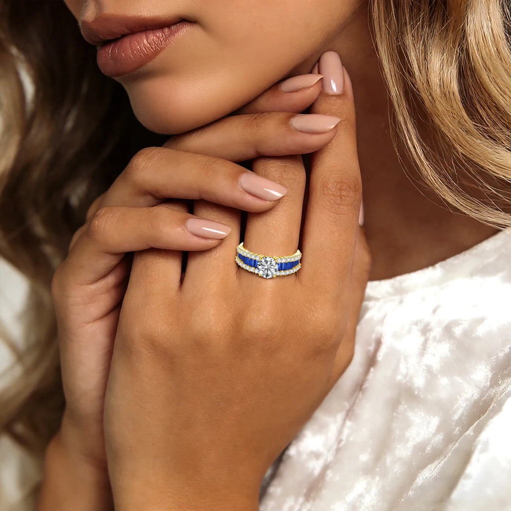 Luxury Design D Color 1.5ct Moissanite Ring 925 Sterling Silver Gold Plated Lab Created Diamond Engagement Jewelry For Women New