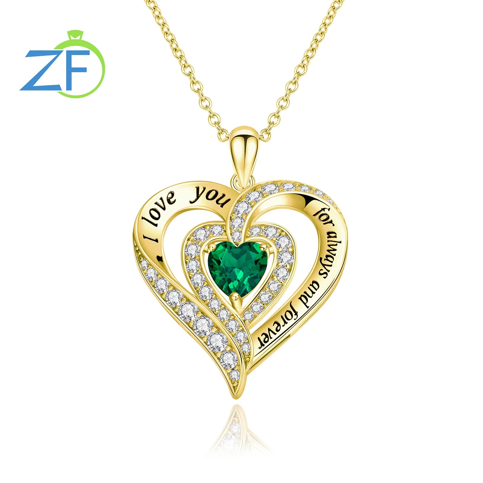 GZ ZONGFA  925 Sterling Silver Heart Pendant for Women Natural Garnet Gems 12 Color Birthstone Necklace Fine Jewelry