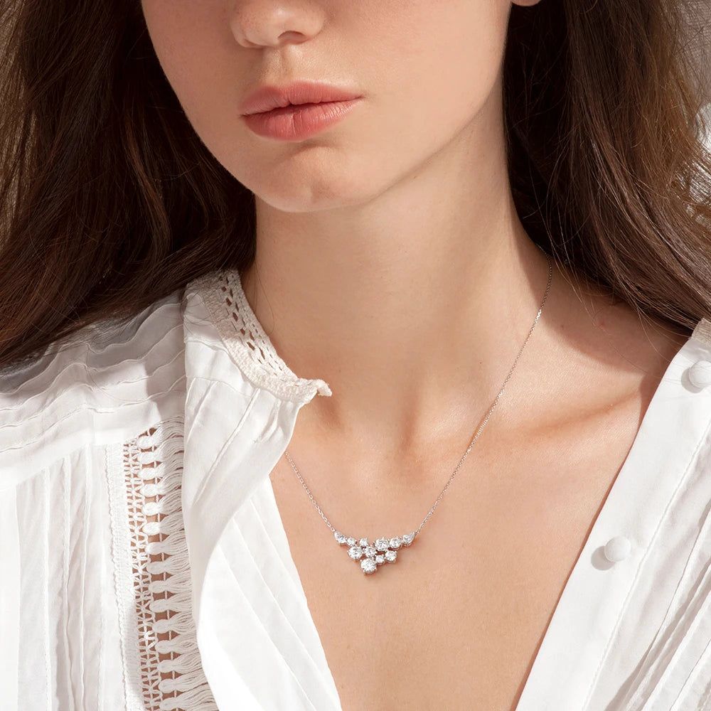 4.8cttw Full Moissanite Pendant Necklace For Women Sparkling Round Pear Cut Diamond 925 Sterling Silver Wedding Neck Chain GRA