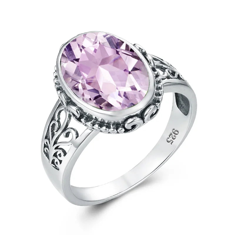 Classic Vintage Silver 925 Aquamarine Ring Woman Massive Stone 10*14mm Hypoallergenic Party Female Jewelry accessories Gift 2025