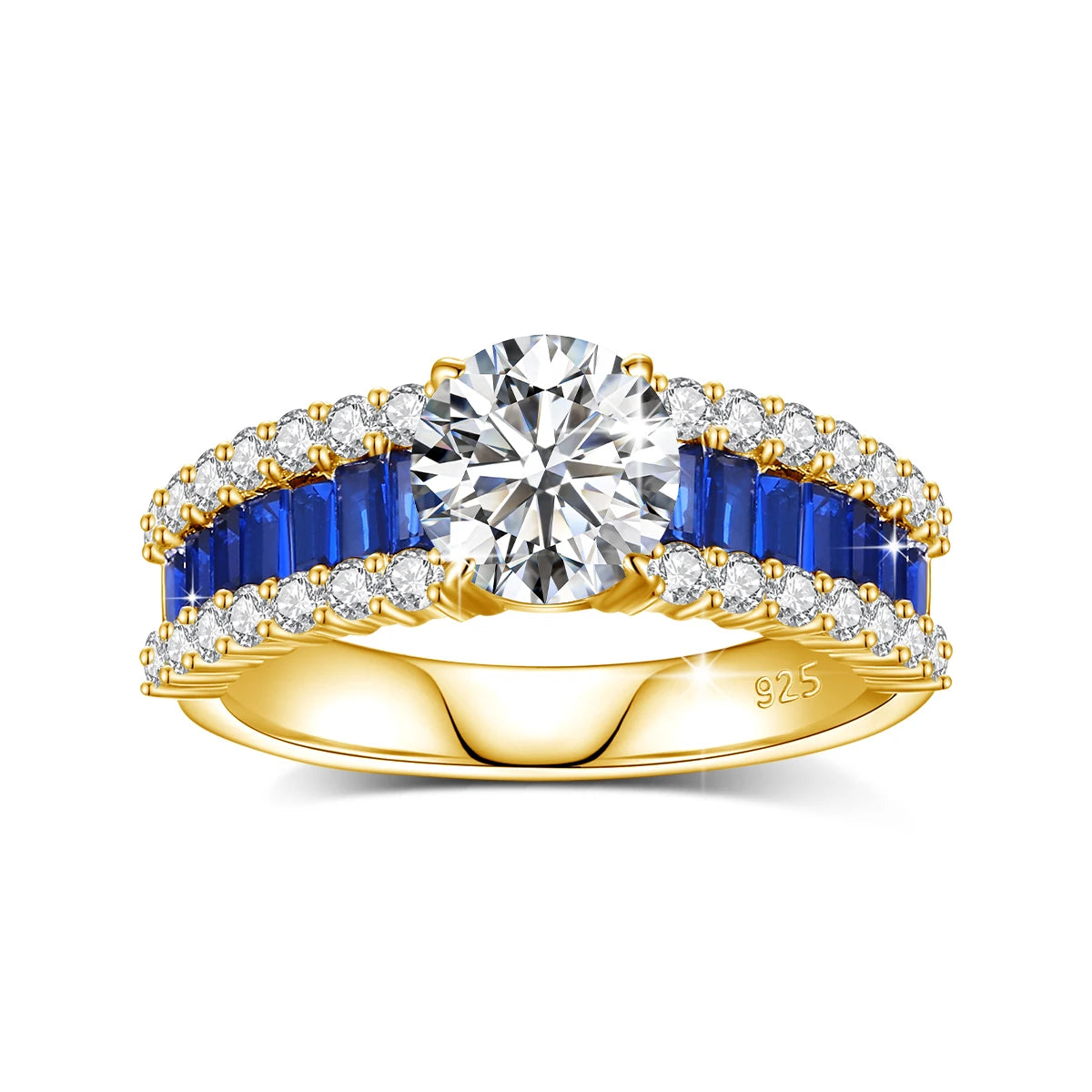 Luxury Design D Color 1.5ct Moissanite Ring 925 Sterling Silver Gold Plated Lab Created Diamond Engagement Jewelry For Women New