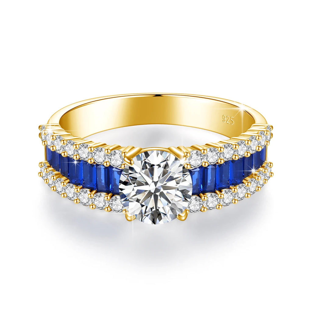 Luxury Design D Color 1.5ct Moissanite Ring 925 Sterling Silver Gold Plated Lab Created Diamond Engagement Jewelry For Women New