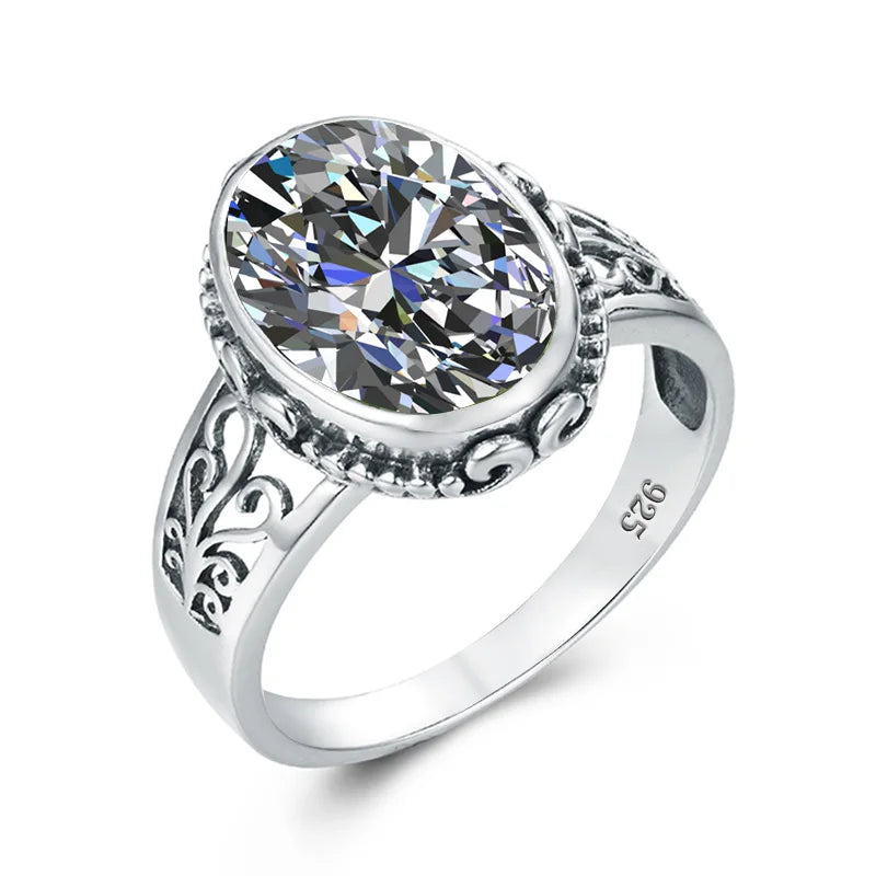 Classic Vintage Silver 925 Aquamarine Ring Woman Massive Stone 10*14mm Hypoallergenic Party Female Jewelry accessories Gift 2025