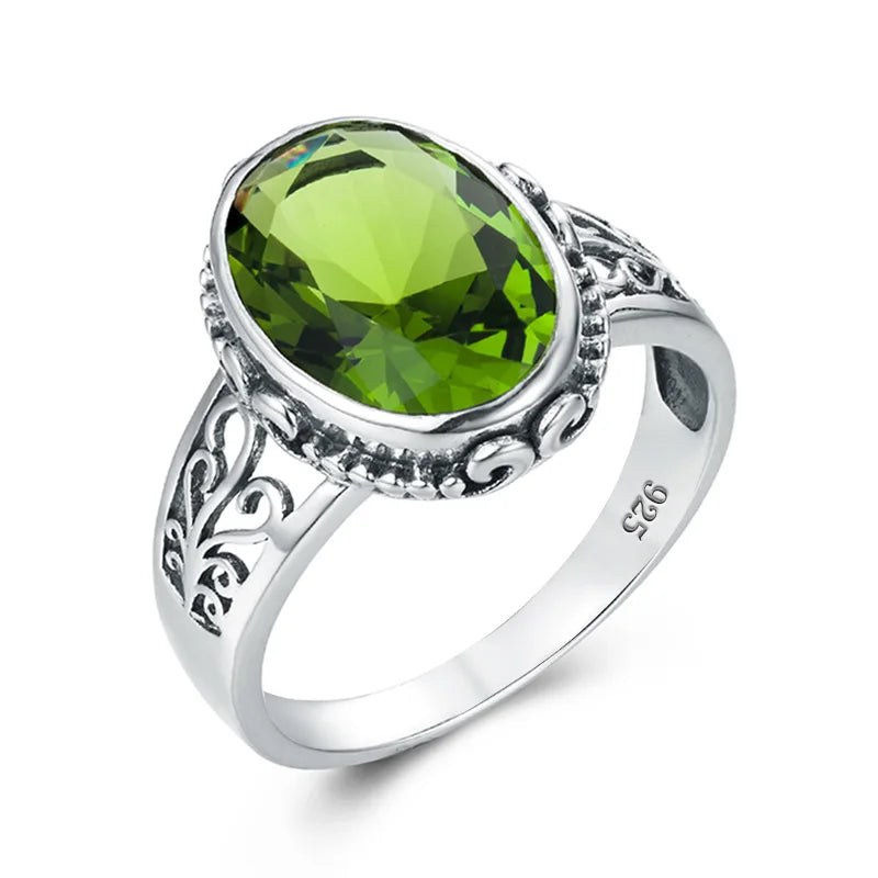 Classic Vintage Silver 925 Aquamarine Ring Woman Massive Stone 10*14mm Hypoallergenic Party Female Jewelry accessories Gift 2025