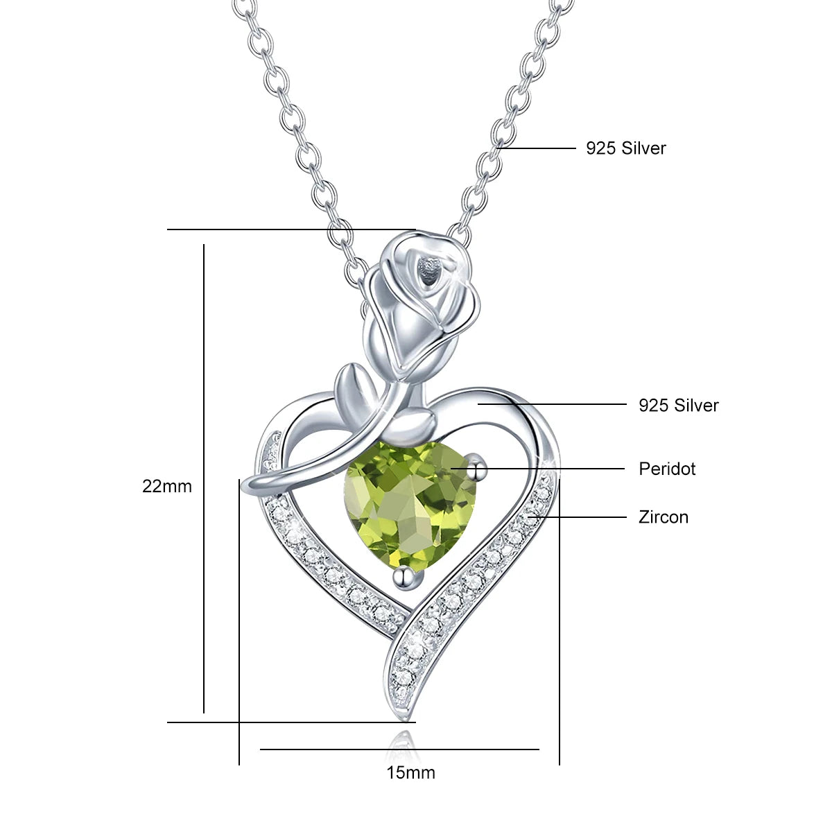 Romantic 925 Silver Necklace Rose Heart Design 1CT Moissanite Pendant Everyday Valentine Mother’s Day Party Perfect GiftFor her