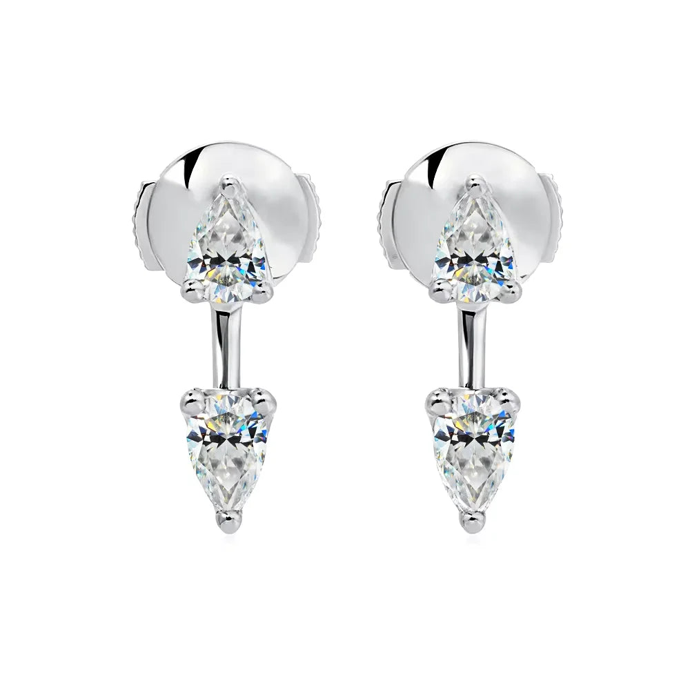 IGOTOS 4cttw All Moissanite Stud Earrings 5*8mm Waterdrop 2 in 1 Convertible Earring for Women 925 Sterling Silver Jewelry Gifts