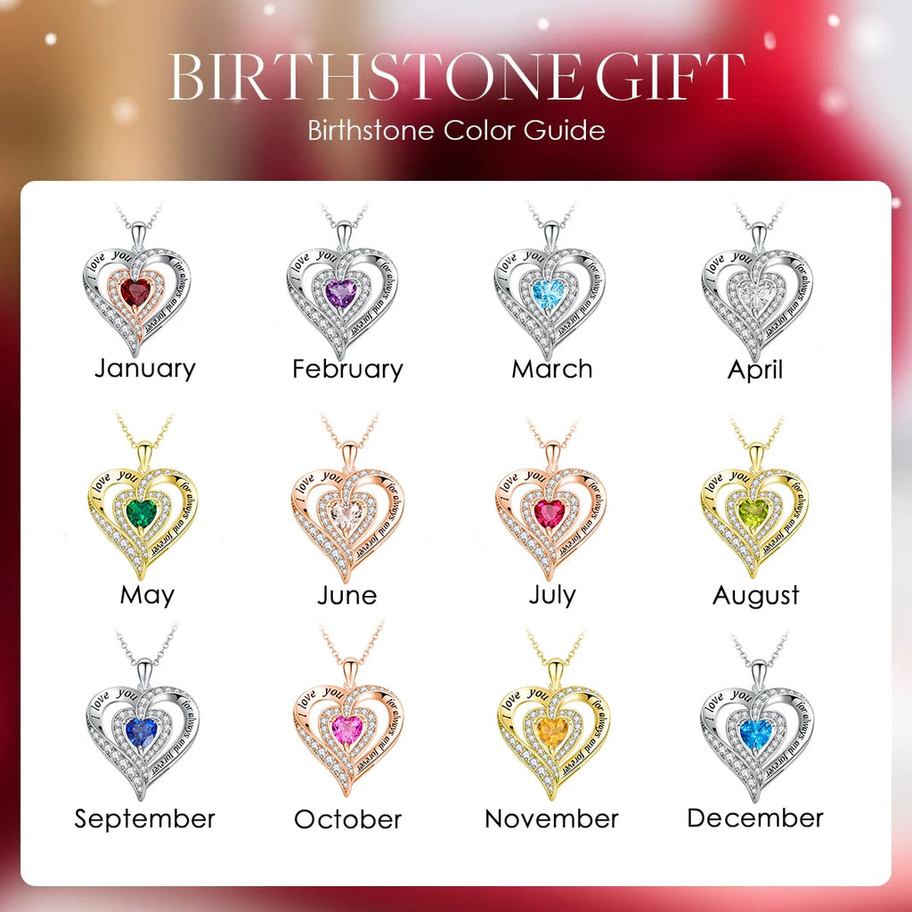 GZ ZONGFA  925 Sterling Silver Heart Pendant for Women Natural Garnet Gems 12 Color Birthstone Necklace Fine Jewelry