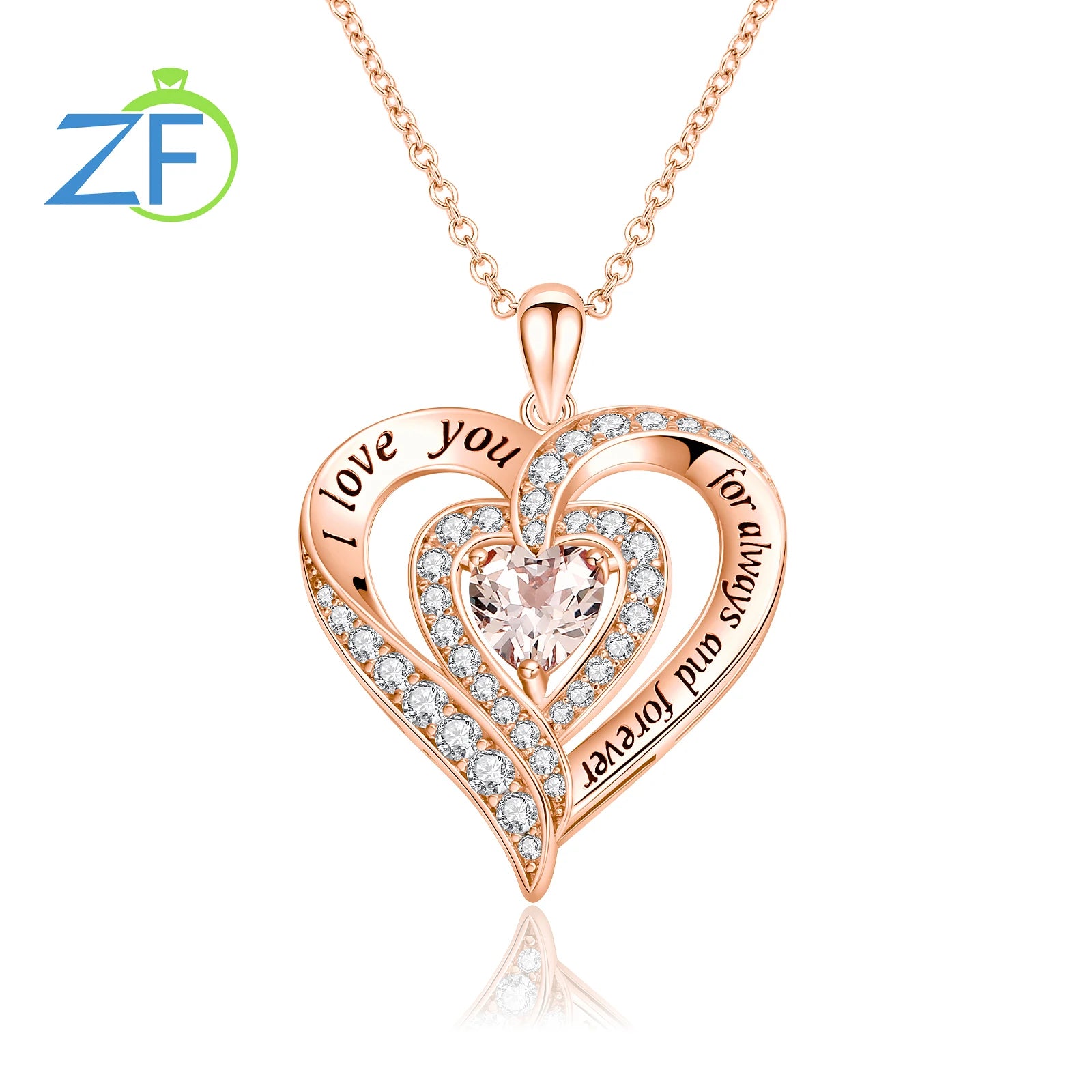GZ ZONGFA  925 Sterling Silver Heart Pendant for Women Natural Garnet Gems 12 Color Birthstone Necklace Fine Jewelry