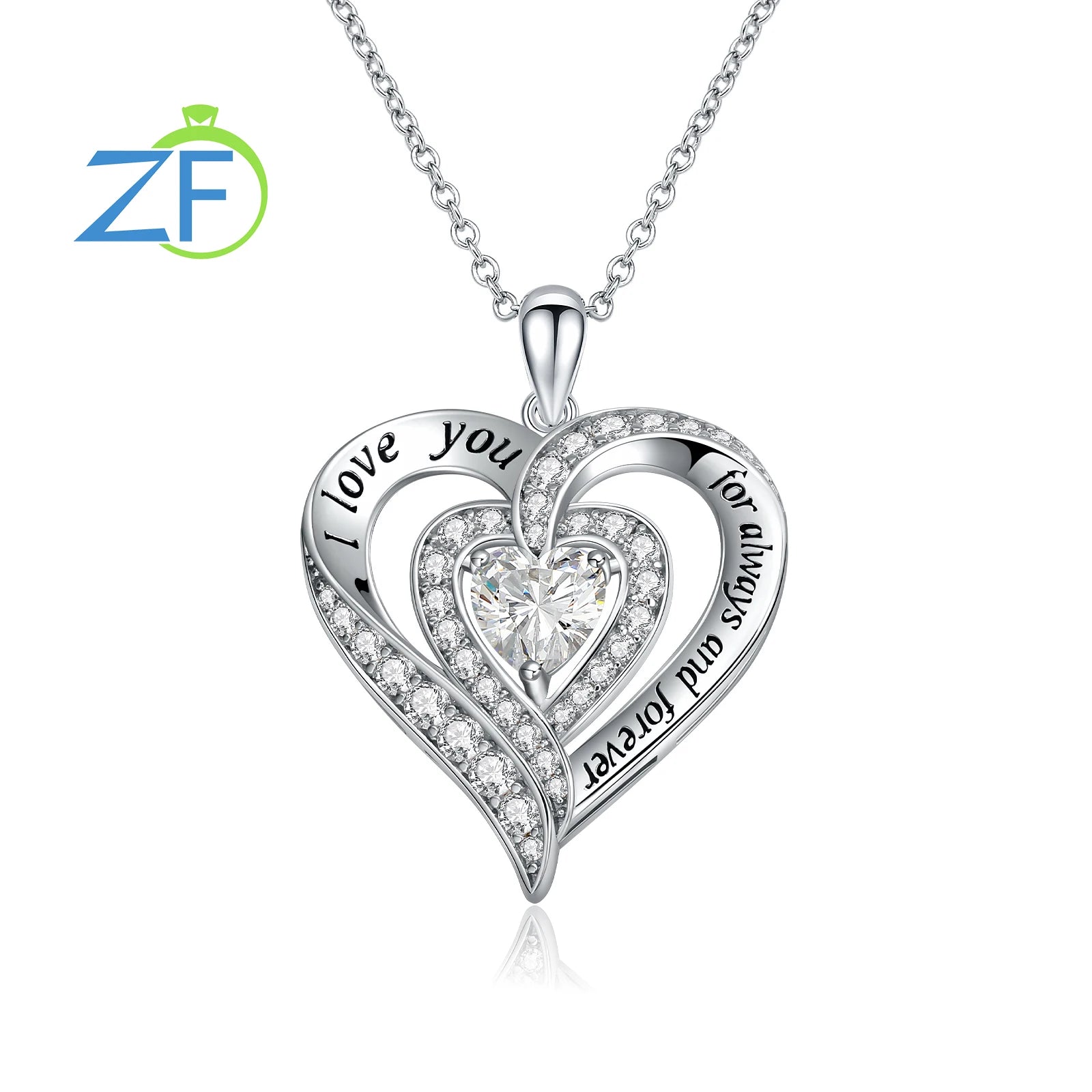 GZ ZONGFA  925 Sterling Silver Heart Pendant for Women Natural Garnet Gems 12 Color Birthstone Necklace Fine Jewelry