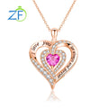 GZ ZONGFA  925 Sterling Silver Heart Pendant for Women Natural Garnet Gems 12 Color Birthstone Necklace Fine Jewelry