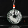Natural Hetian Green Jade Fine Material Dragon Phoenix Auspicious Cloud Peace Pendant Tai Chi Eight Trigrams Exquisite Jewelry