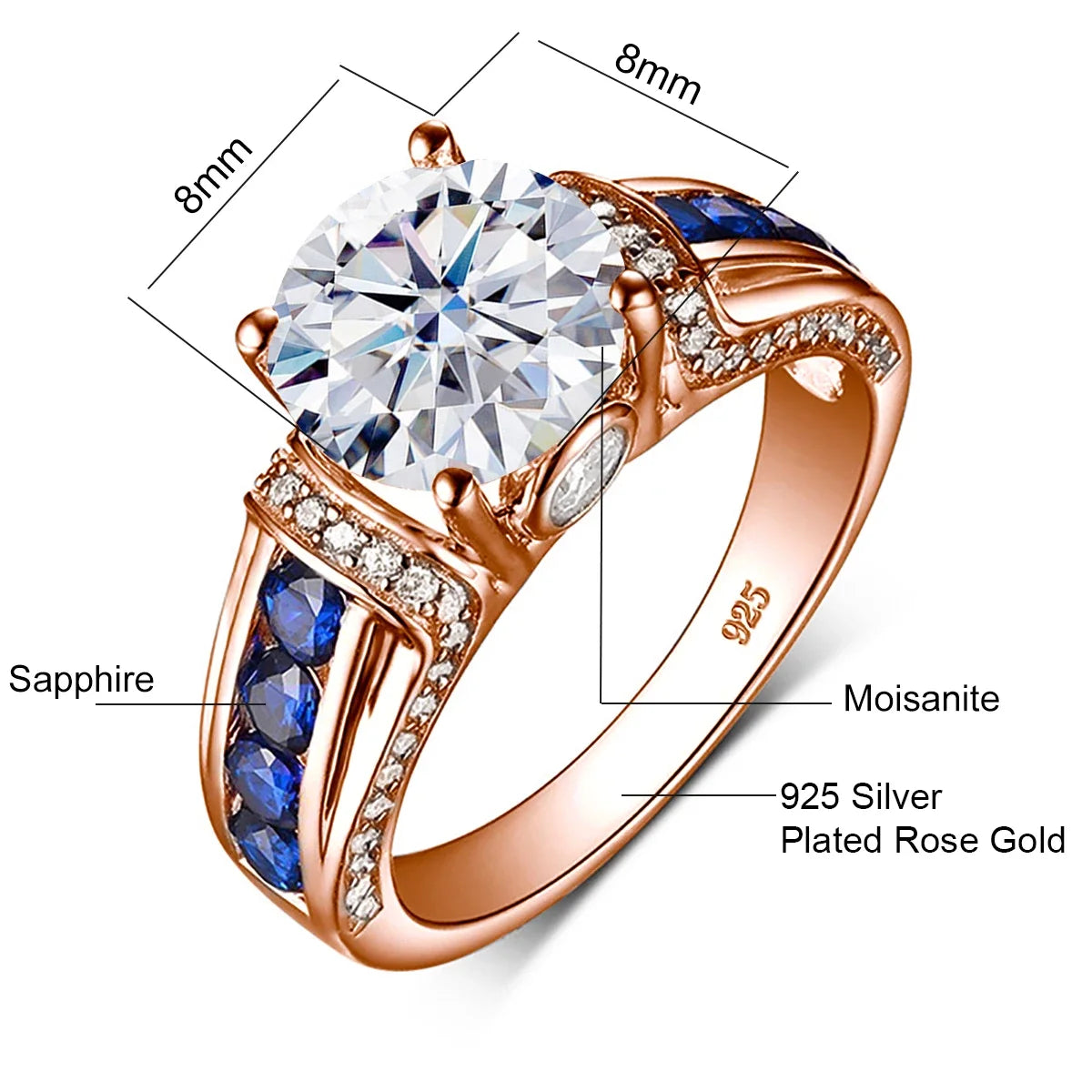Luxury Design D Color 1.5ct Moissanite Ring 925 Sterling Silver Gold Plated Lab Created Diamond Engagement Jewelry For Women New