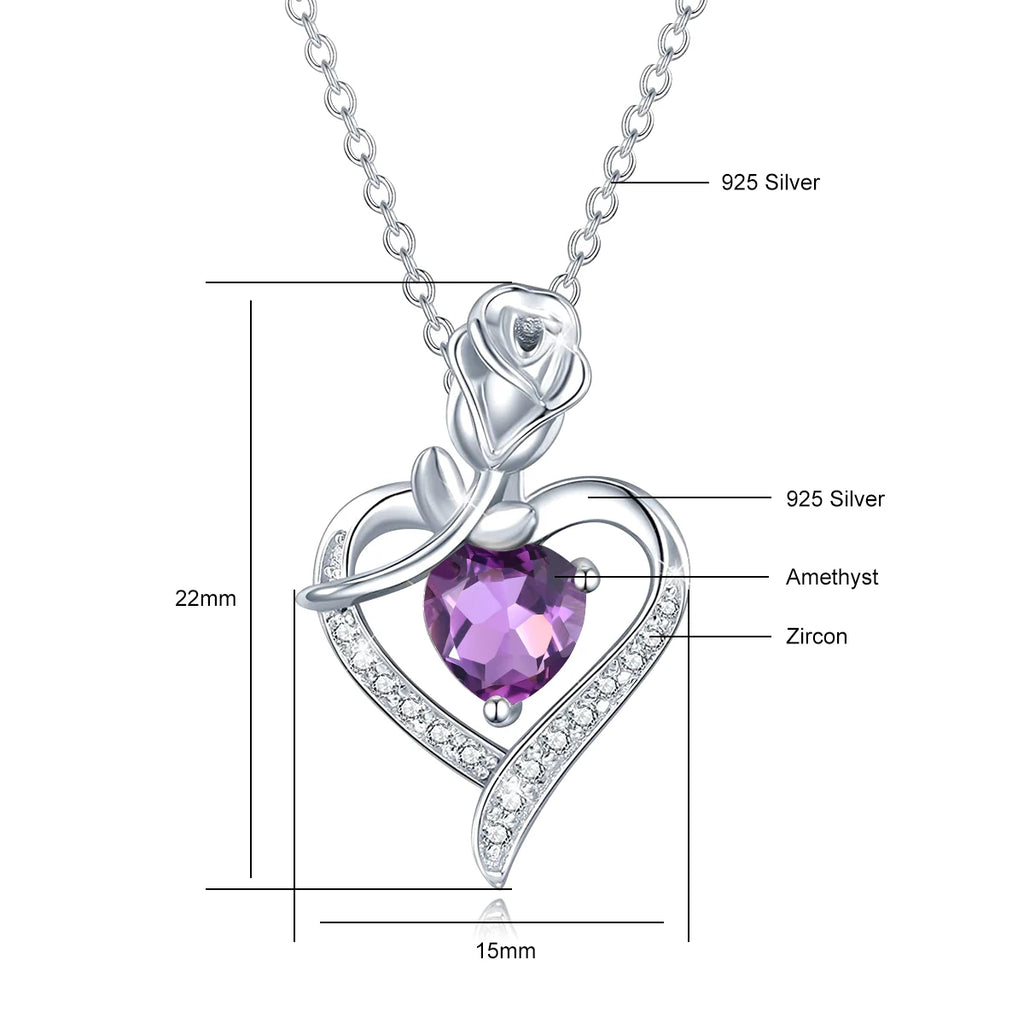 Romantic 925 Silver Necklace Rose Heart Design 1CT Moissanite Pendant Everyday Valentine Mother’s Day Party Perfect GiftFor her