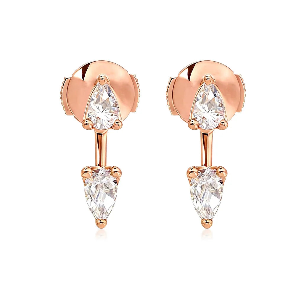 IGOTOS 4cttw All Moissanite Stud Earrings 5*8mm Waterdrop 2 in 1 Convertible Earring for Women 925 Sterling Silver Jewelry Gifts