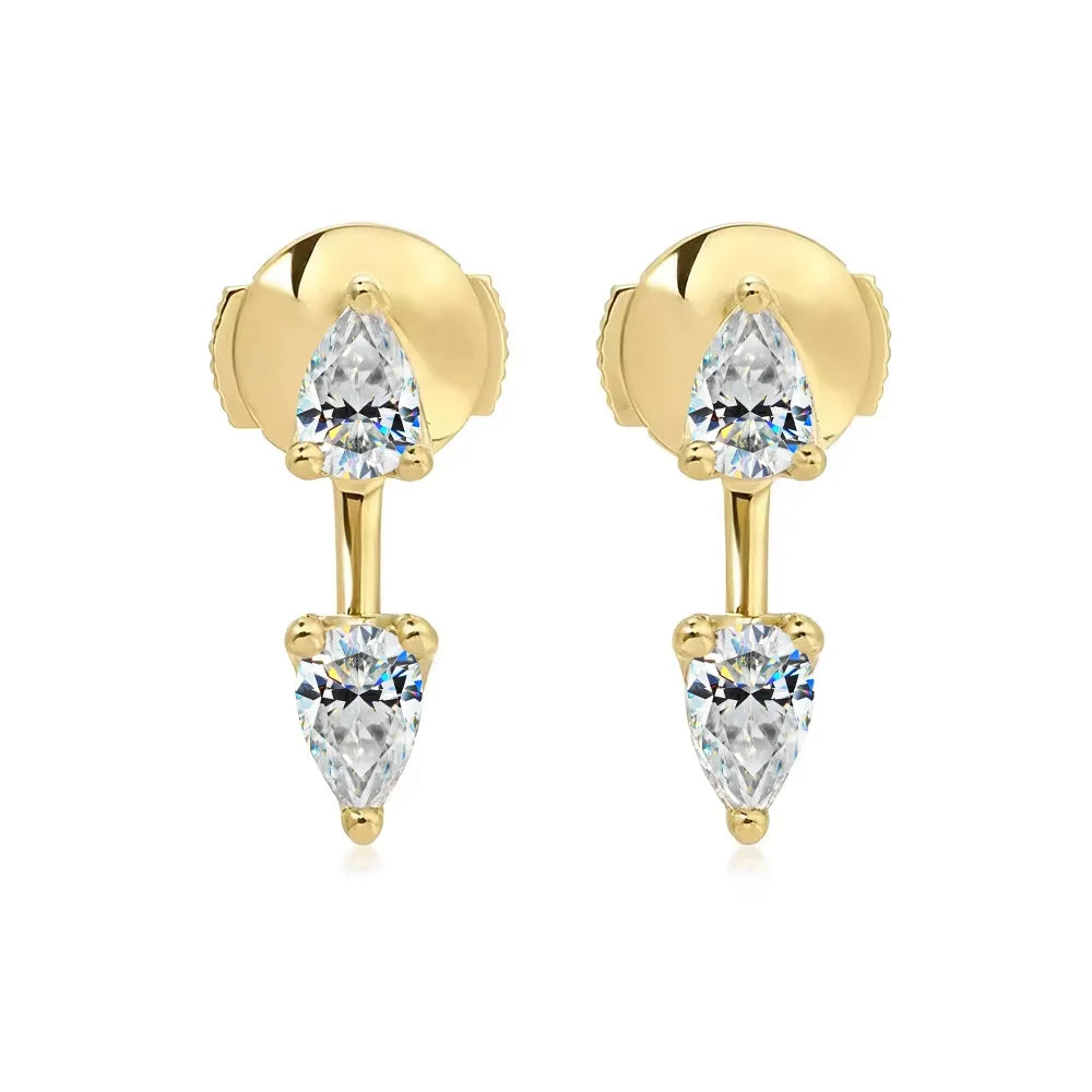 IGOTOS 4cttw All Moissanite Stud Earrings 5*8mm Waterdrop 2 in 1 Convertible Earring for Women 925 Sterling Silver Jewelry Gifts